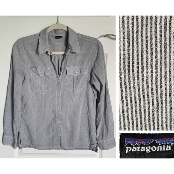 Patagonia Tops - Patagonia Gray Striped Lightweight Long Sleeve Button Down Shirt 35759